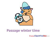 Cat with Clock Winter Illustrations for free