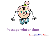 Pics Ski Clock Winter Illustration