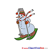 Ski Snowman Pics Winter Illustration