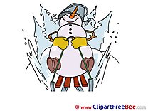 Sledge Snowman printable Illustrations Winter